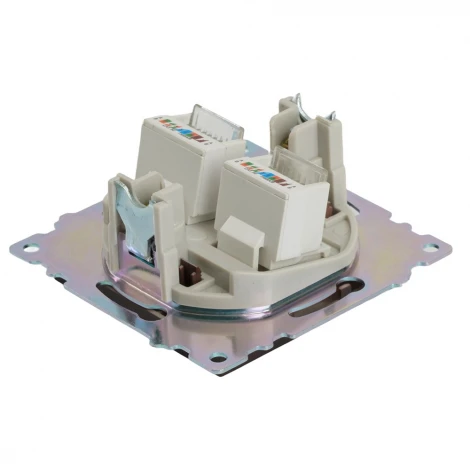 Розетка Ethernet RJ-45 двойная (шоколад) Stekker Катрин 50006