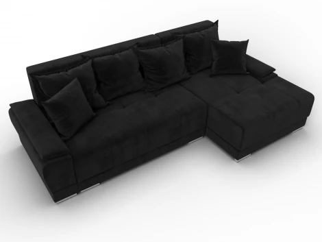 Диван угловой Лига-119 угол правый (ДСП,Брус,Фанера,ЛДС,Велюр/Черный) Лига Диванов 137094