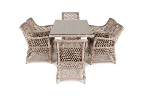 Обеденная группа плетеная, цвет бежевый 4SIS Латте LC6T-7-SET beige