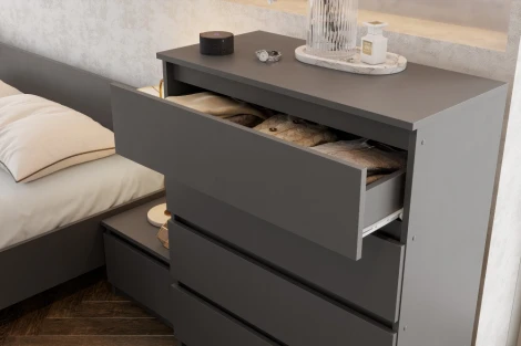 Комод Сибити 4 ящика (Сибити 4 ящика графит серый) Woodville арт.582750