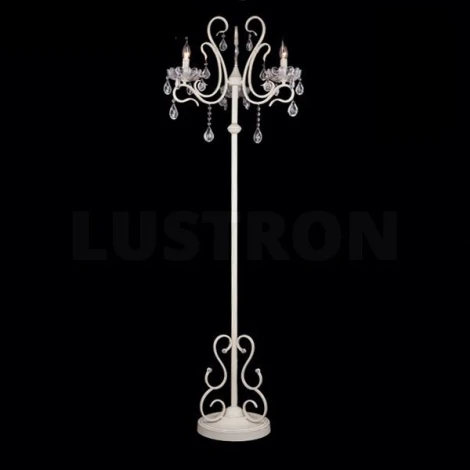Торшер Eurosvet 12205 12205/3F белый (хрусталь Strotskis, подвески, выключатель, подсвечник, свеча, под старину)