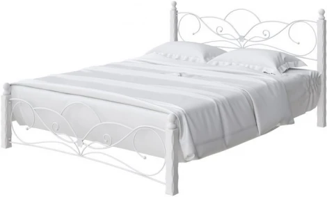 Без бренда Кровать Marta (Металл + массив Белый) 160x200