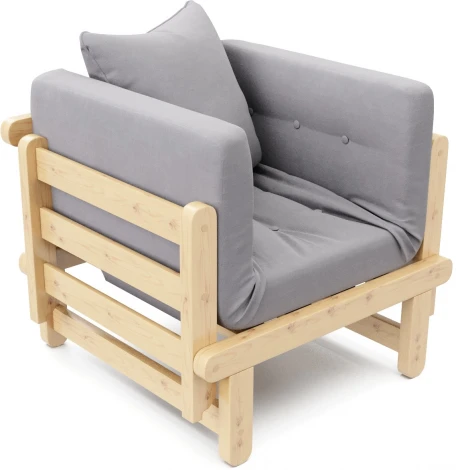 Кресло Arsko Сламбер сосна серый велюр