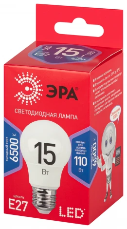 Лампочка светодиодная E27 15W ЭРА LED A60-15W-865-E27 R