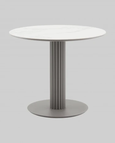 Стол круглый Терралино D90 верх керамика белый матовый, основание металл латте Stool Group арт.УТ000041594