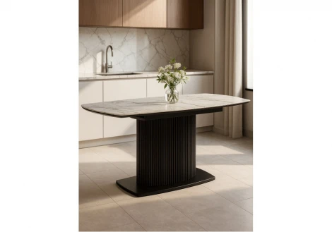 Керамический стол Фестер 160(205)х90 gilt white / черный 625979