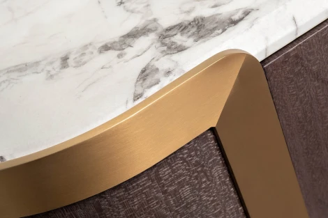 Тумба под телевизор Garda Decor 58DB-TV20047 (Золото/Темное дерево,Белый мрамор)