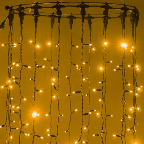 Гирлянда Занавес 2 x 2 м желтый 220В, 400 LED, провод черный каучук 2,3мм, IP65 Laitcom ECO402-1-2Y