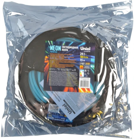 Светодиодная гибкая герметичная лента Neon 15 м. Neon ULS-N11-2835-120LED/m-8mm-IP67-DC24V-10W/m-15M-LIGHTBLUE катушка в герметичной упаковке