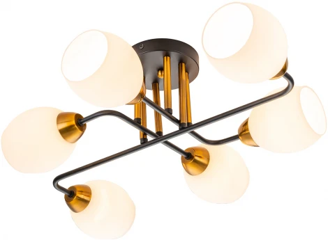 Потолочная люстра на штанге Escada Hope 1132/6P Black 6x60Вт E27, металл/стекло, черный/золото