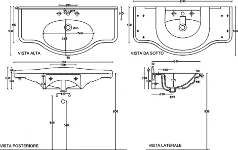 Раковина Galassia Ethos 8435М 110 см, 1 отверстие