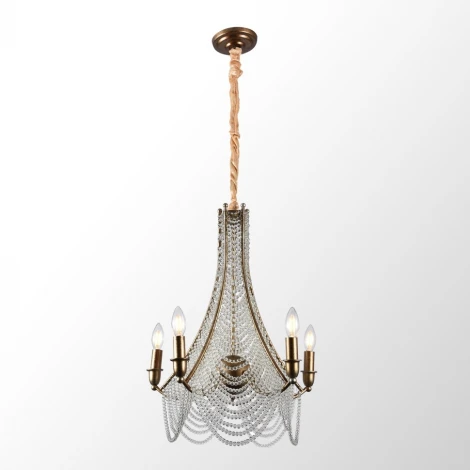 Подвесная люстра Lussole Rains LSP-6005 (220V, хрусталь, на цепи, подсвечник, свеча)