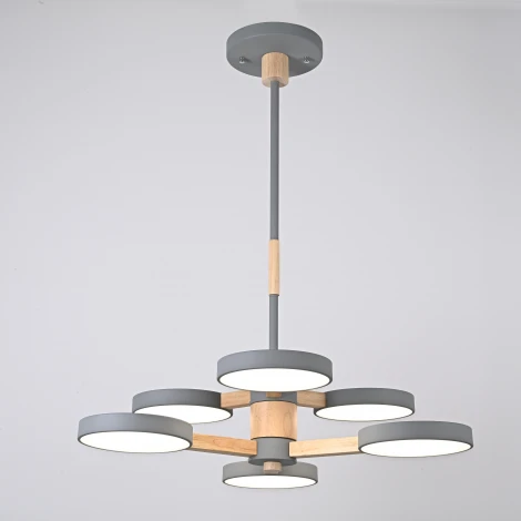 Потолочная люстра Wi-Fi на штанге Turna Dbl L6 Gray By ImperiumLoft Turna-Dbl01 (LED, 220V, голосовое управление, умный дом - Алиса)