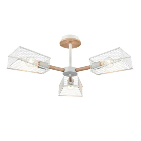 Потолочная люстра на штанге Lumion Irma 8246/3C белый, металл/дерево Е27 3*60W 220V
