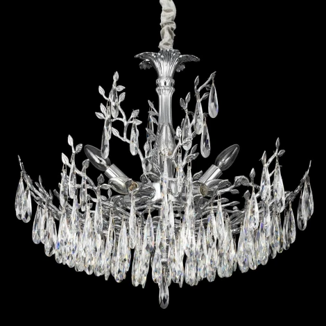 Подвесная люстра Citilux Ritz CL310081 (220V, хрусталь, подвески, на цепи, листья, ветки)
