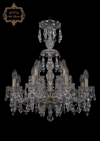 Подвесная люстра Art Classic 11.23 11.23.8+4.200.XL-64.Br.Dr (220V, хрусталь, на цепи, подсвечник, свеча)