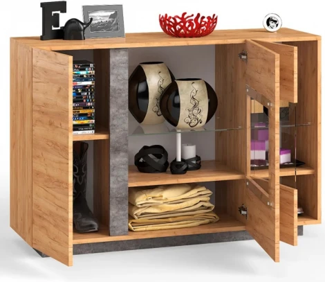 Комод Арчи 08.140 (Арчи 08.140 дуб золотой craft / камень темный U3705) Mobi арт.339641