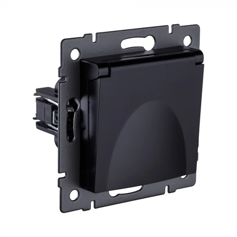 Розетка штепсельная SCHUKO 16A/250 В с крышкой, черный Kollinger REA-006BK для Aspekt, Eleganz, Reflex