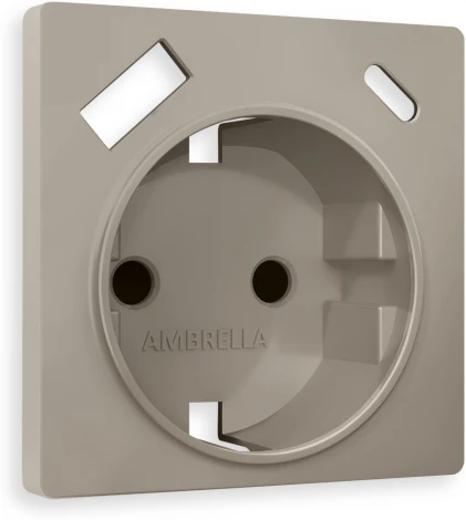Лицевая панель Ambrella Volt ALFA (Серо-бежевый матовый) для электрической розетки с/з со шторками 2USB A+C QUANT AP3700