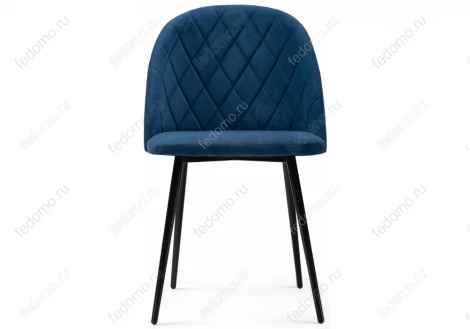 Стул Woodville на металлокаркасе Зест микровелюр темно-синий / черный глянец 464193