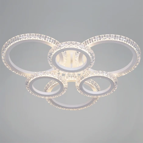 Потолочная люстра светодиодная на штанге с пультом с регулировкой цветовой температуры, яркости и ночным режимом Reluce 36890-0.3-3+3A WH