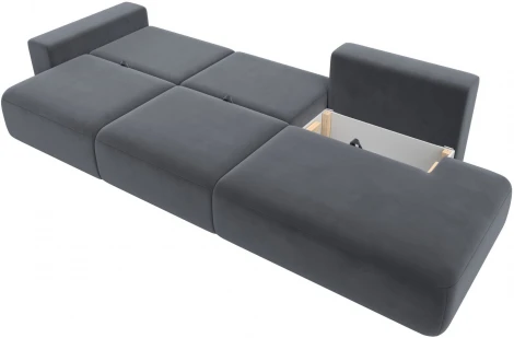 Диван прямой Лига-036 НПБ Модерн Лонг подлокотник слева (Серый/Велюр) Лига Диванов арт.121361L
