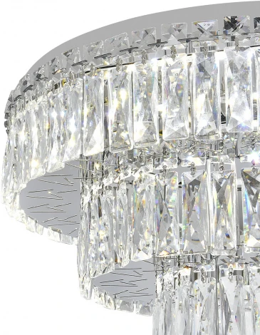 Потолочная люстра ярусная Escada Sublime 561/A LED 72Вт+4х40Вт Е14, 3000-6000К, ПДУ, изменение цветовой температуры, металл/хрусталь, хром/прозрачный (регулировка яркости, 220V)