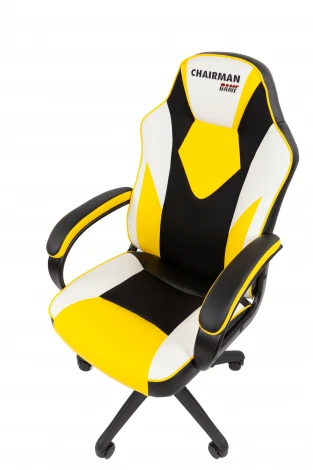 Кресло Chairman game 17 Россия экокожа черный/желтый/белый 7213491