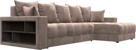 Диван угловой с декором и полкой Лига-050 НПБ Лига Диванов (Велюр) арт.128608