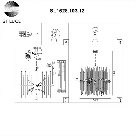 Подвесная люстра ST Luce Teramo SL1628.103.12 (220V, на цепи, круглые)