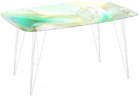 Стол Sheffilton SHT-TU10/TT32 118/77 стекло/МДФ белый муар/лазурно голубой