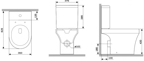 Унитаз-компакт Damixa Skyline DX35C8600SC безободковый, с микролифтом