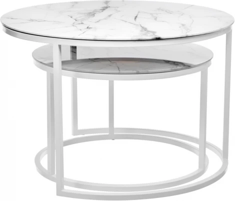 Набор кофейных столиков Bradex Home Tango белый мрамор с белыми ножками (RF 0600)