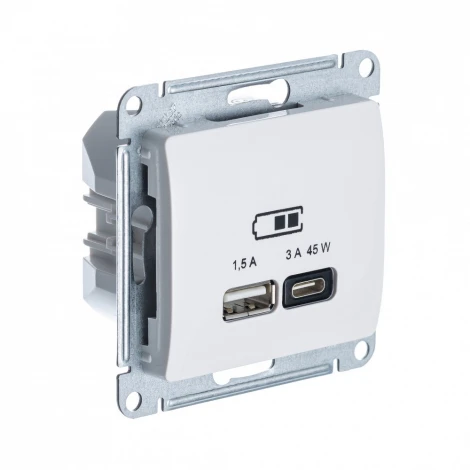 Розетка с быстрой зарядкой USB Type A+С 45Вт (бежевый) Systeme Electric Glossa GSL000229