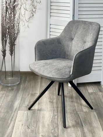 Стул НОРМАН 360 град., цвет BELLA-13/CYPRUS-10 серый, шенилл/замша / черный каркас M-City 64625