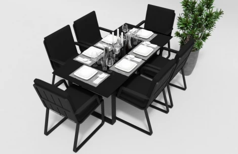 Стол Gardenini Voglie (Алюминий,Закаленное стекло/Темно-серый,Черный) TVGL.010018.T1