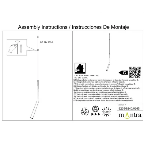 Подвесной светильник без основания Mantra Boomerang 9235