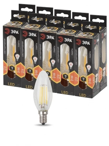 Лампочка светодиодная филаментная E14 7W ЭРА F-LED B35-7W-827-E14