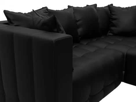 Диван угловой Лига-052 НПБ угол универсальный (ЛДСП,Брус,Фанера/Пластик/Экокожа/Черный) Лига Диванов 129912