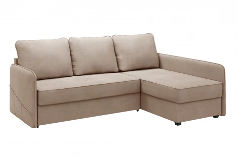 Диван тканевый угловой бежевый, угол правый D1 Слим AAA41521003 Velutto 18