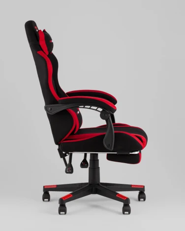 Кресло спортивное TopChairs Prophet с оттоманкой ткань черно-красный арт.УТ000039482