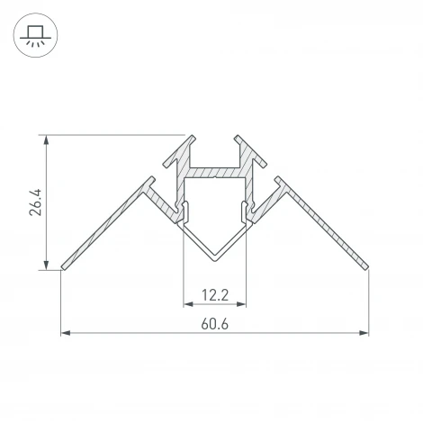 Профиль ARH-DECORE-S12-INT-2000 ANOD внутренний (Алюминий) 023868 Arlight