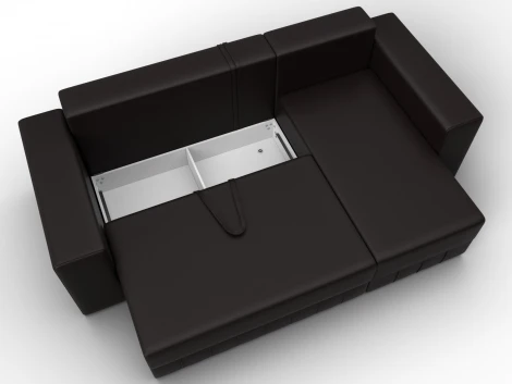 Диван угловой Лига-076 угол универсальный (ДСП/Пластик/Экокожа/Коричневый) Лига Диванов 129852