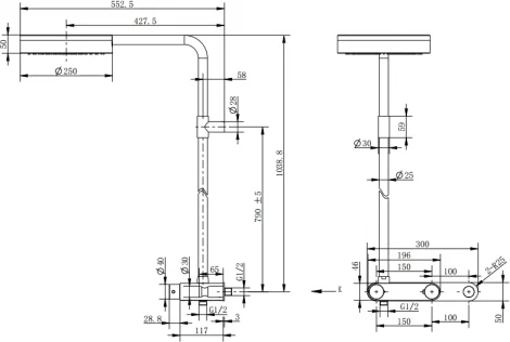Душевая стойка Cezares Moon MOON-CD-TA250-01