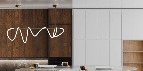 Потолочная люстра на штанге с гибким неоном Lightera Nyasa LE117L-80GA Wi-Fi (LED, 220V, управление смартфоном, голосовое управление, умный дом - Алиса, Tuya Smart, Маруся, Smart Life, Экосистема Сбер)