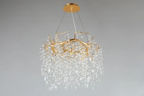 Подвесная люстра Aployt Gertunia APL.847.03.10 (220V, хрусталь, на тросе, листья, ветки)