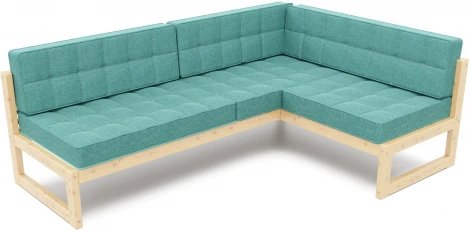 Диван Arsko угловой Сега У сосна рогожка бирюзовая