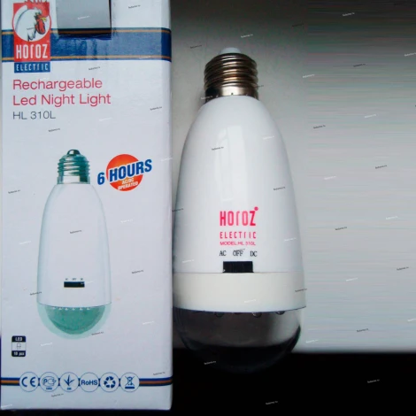 Лампа светодиодная аварийная Horoz Muller, груша, прозрачный, E27, 1W, 220V, холодный (6400K)