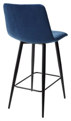 Полубарный стул CHILLI-QB синий #29, велюр / черный каркас (H=66cm)