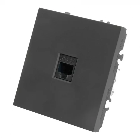 Розетка Ethernet RJ-45 (черный уголь, soft touch) Stekker Эмили 49847